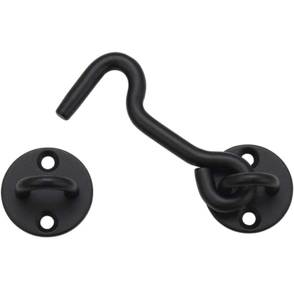 Raswik 4 Privacy Hook and Eye Latch Easy Lock for Barn Door, Black